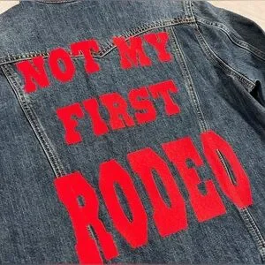 “Not My First Rodeo” Embroidered Lucky Brand Blue Jean Jacket NWT